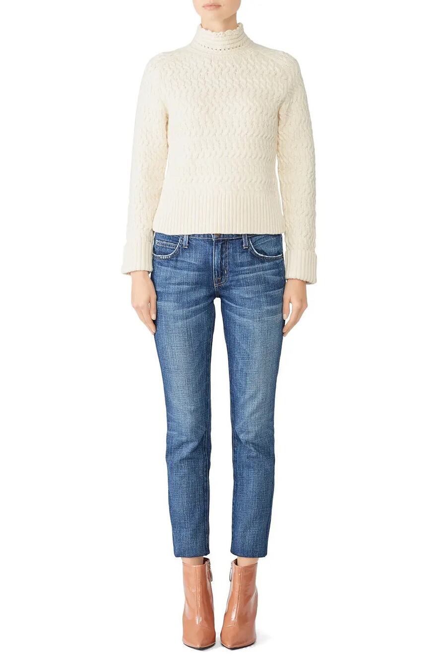 Dreyden READ Size XS Ivory Dyer Wool Mock Neck Sweater Quiet Luxury Preppy S4-13